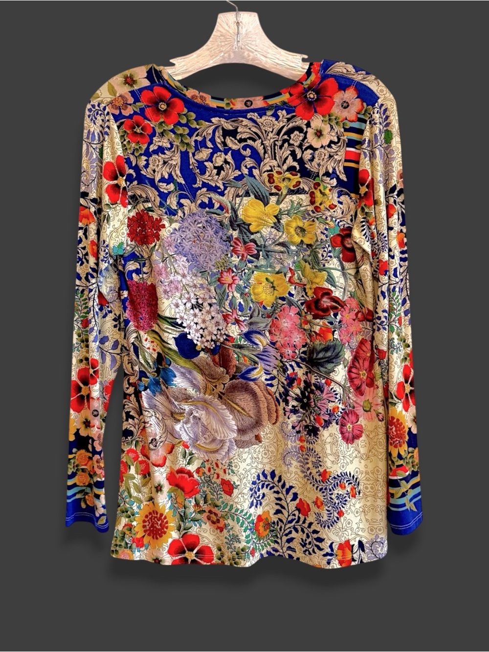 Johnny Was Wild Flower Favorite Long Sleeve V-Neck Swing Tee - Picture 5 of 16